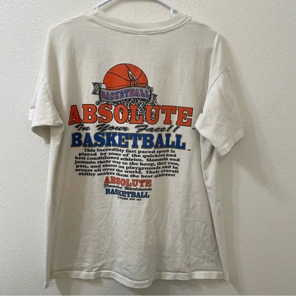 Absolute basketball 1994 graphic t shirt white vintage large - Picture 3 of 11